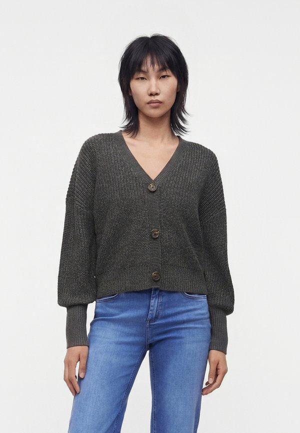 Vero Moda VMLEA V NECK CARDIGAN - Cardigan - asphalt/phantom tornado