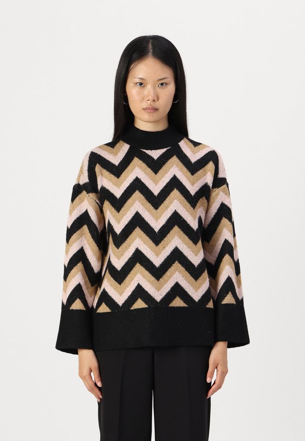 ONLY ONLTRINE ZIGZAG - Jumper - black/tannin/rose smoke