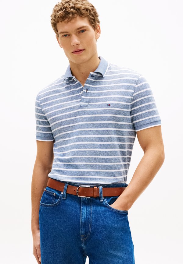 Tommy Hilfiger REGULAR FIT PIQUE POLO SHIRT WITH LINEN - Polo shirt - blue/white