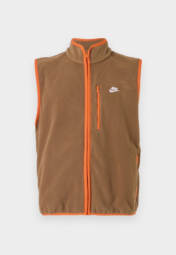 Nike Sportswear CLUB VEST - Waistcoat - mosswood brown/campfire orange/white
