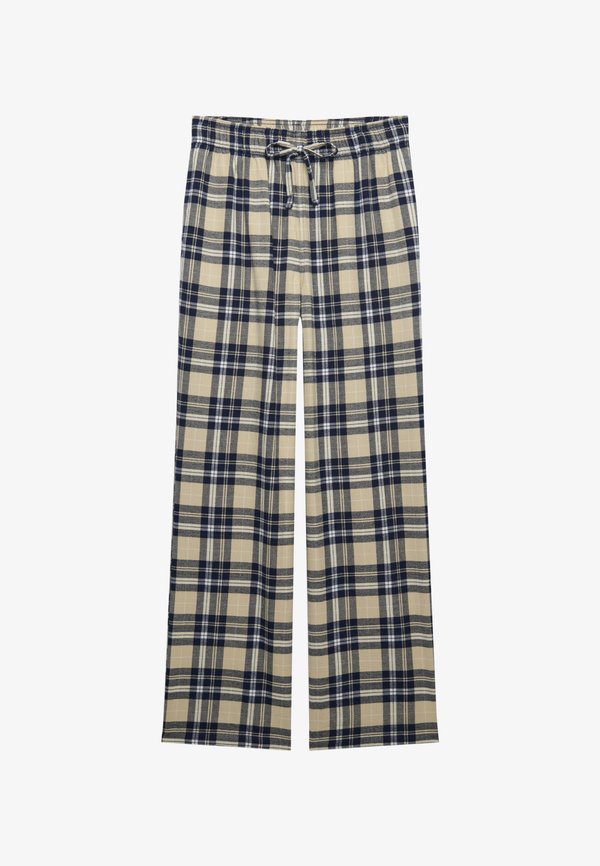 Superdry & Co CHECK ELASTIC - Trousers - cream navy check