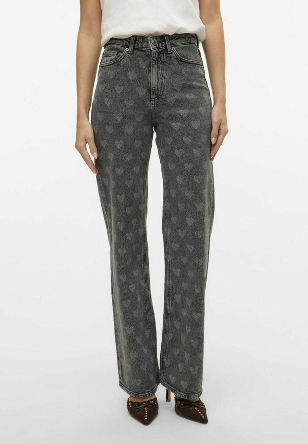 Vero Moda Wide-fit VMTESSA High rise Wide Leg Fit - Wide Leg - medium grey denim