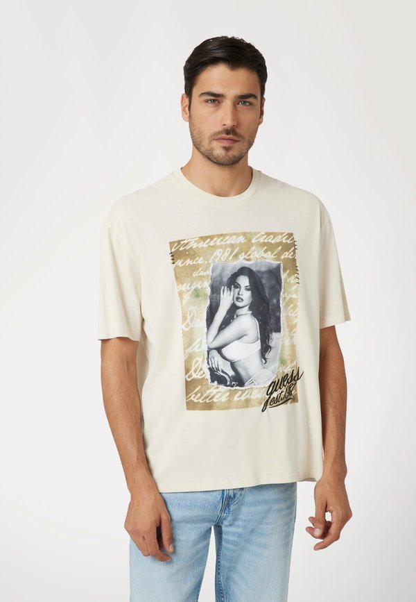 Guess FRONT - Print T-shirt - creme