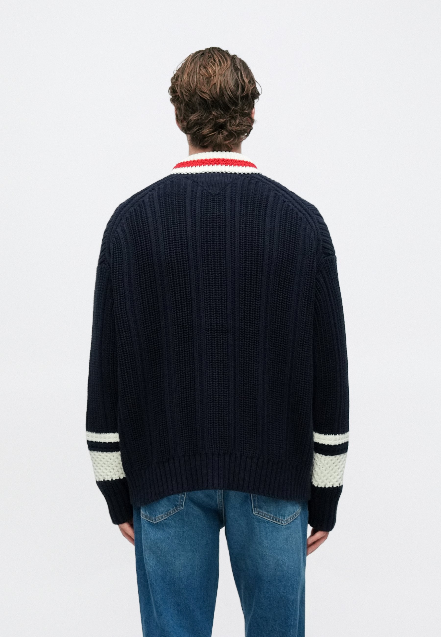 CHUNKY RIB-KNIT LETTERMAN CARDIGAN Media 4