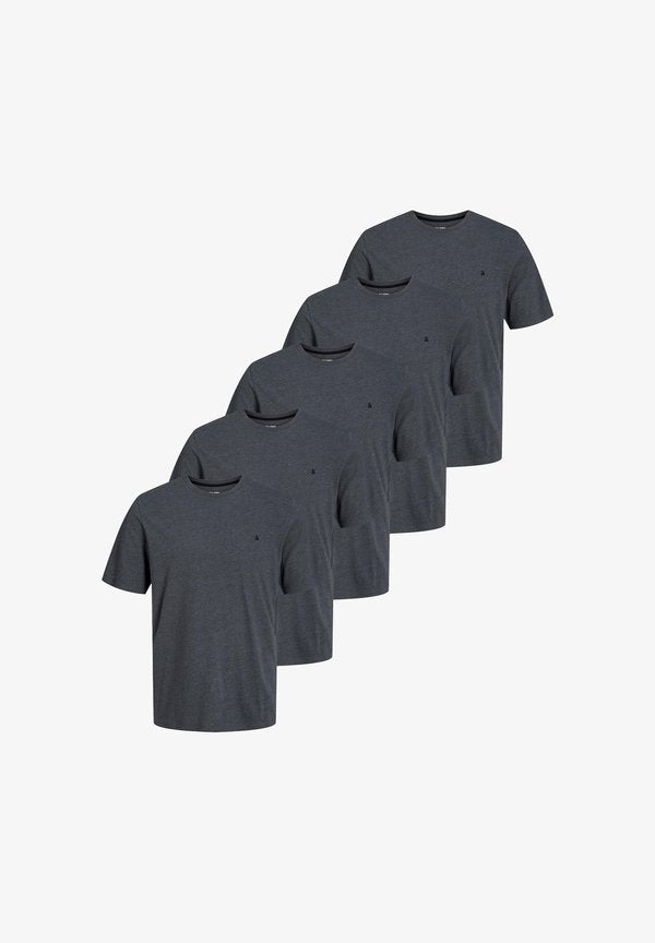Jack & Jones PACK 5 - Basic T-shirt - dark grey melange