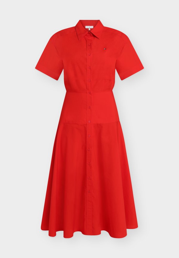 Tommy Hilfiger POPLIN FLARE MIDI SHRT DRESS - Shirt dress - fire red