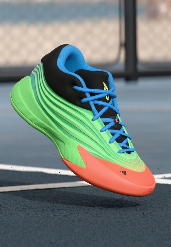 adidas Performance DAME X UNISEX - Basketball shoes - lime burst/signal coral/blue burst