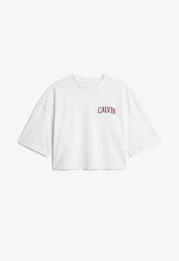 Calvin Klein Jeans BOXY CROPPED BACK VARISTY LOGO - Print T-shirt - bright white