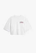Calvin Klein Jeans BOXY CROPPED BACK VARISTY LOGO - Print T-shirt - bright white