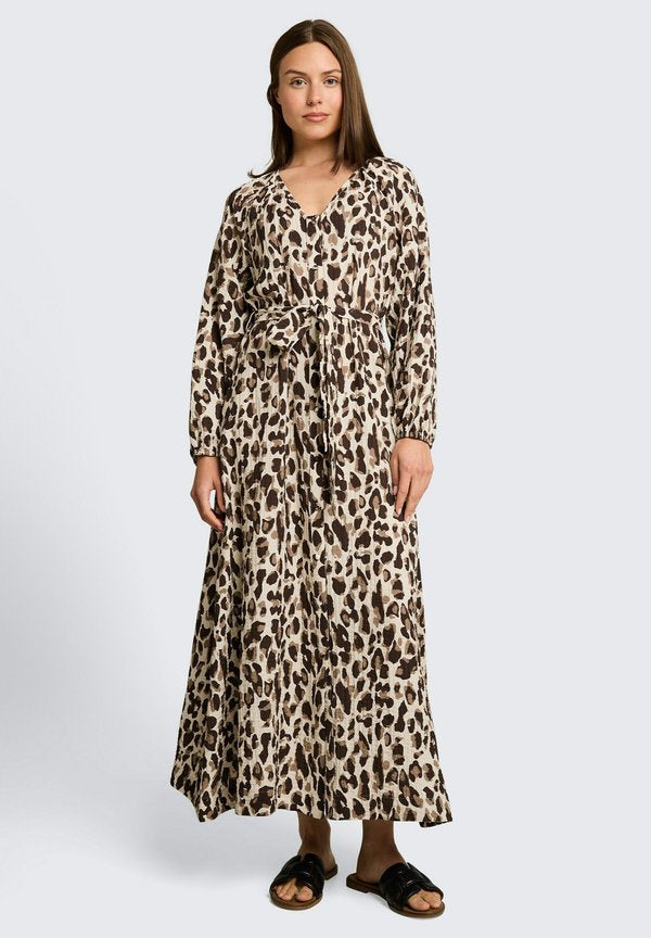 TOM TAILOR MAXI-KLEID MIT LEO-PRINT - Maxi dress - brown beige leo print