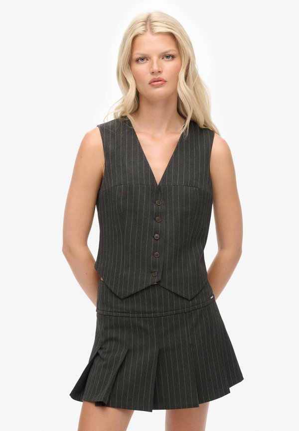Superdry & Co Waistcoat - charcoal pinstripe