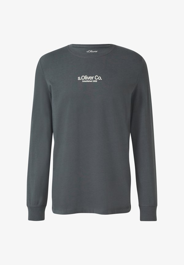 s.Oliver AUS MIT LOGO - Long sleeved top - schiefergrau