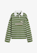 Puma ESSENTIALS ELEVATED NO.1 LOGO OVERSIZED RUGBY POLO - Polo shirt - earthy green-striped