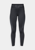 Schwarze sportliche Leggings mit strukturiertem seitlichem Einsatz, hohem elastischem Taillenbund mit "NIKE PRO"-Markierung und figurbetonter Passform.