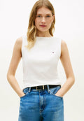 Tommy Hilfiger SLIM BOAT NECK  - Top - ecru