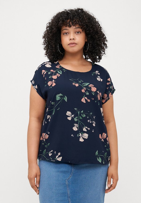 Vero Moda Curve VMNEWHALLIE NEW - Print T-shirt - night sky