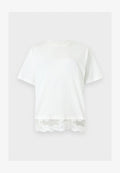 ONLY ONLVIVVI S/S LACE BOTTOM TOP JRS - Print T-shirt - cloud dancer