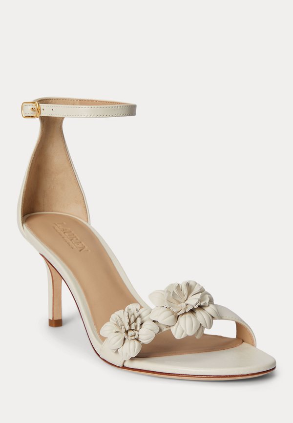 Lauren Ralph Lauren ALLIE MID-HEEL FLORAL-TRIM NAPPA SANDAL