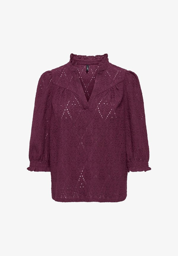 ONLY ONLZIGGY S/S FRILL TOP CC JRS - Blouse - fig