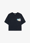 Bershka OVERSIZE SHORT SLEEVE PRINT T-SHIRT - Print T-shirt - royal blue