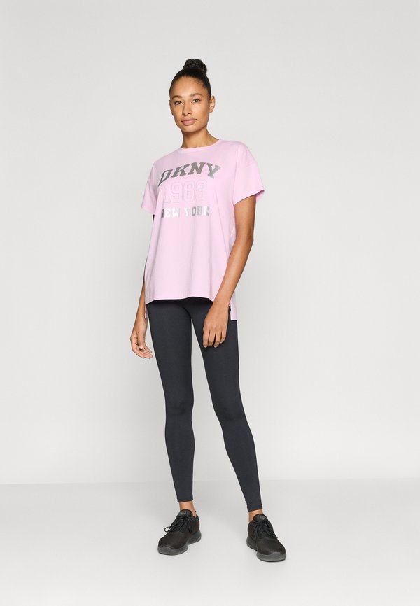 DKNY RHINESTUD LOGO DROP SHOULDER SHORT SLEEVE LEGGING TEE