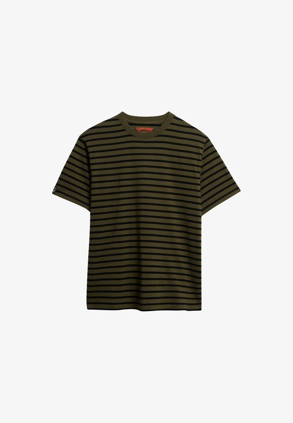 Superdry & Co THE MERCHANT STORE- STRIPE - Print T-shirt - olive stripe