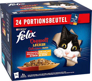 Nassfutter Katze, Geschmacksvielfalt vom Land in Gelee, Multipack (24x85 g) Felix
