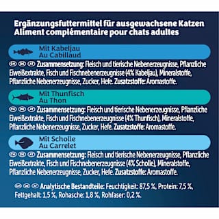 Nassfutter Katze mit Kabeljau, Thunfisch, Scholle, Original Soup Time, Multipack (6x48g) Felix