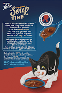 Nassfutter Katze mit Rind, Huhn & Lamm, Original Soup Time Multipack (6x48 g) Felix