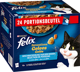 Nassfutter Katze, Sensations Gelée - Geschmacksvielfalt aus dem Wasser, Multipack (24x85  g) Felix
