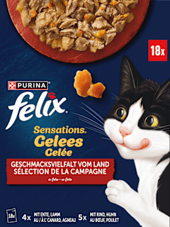 Nassfutter Katze Sensations Gelees Geschmacksvielfalt vom Land Multipack (18x85 g) Felix