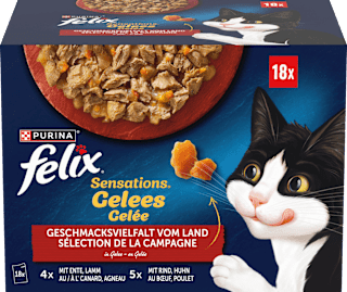 Nassfutter Katze Sensations Gelees Geschmacksvielfalt vom Land Multipack (18x85 g) Felix