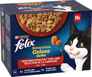 Nassfutter Katze Sensations Gelees Geschmacksvielfalt vom Land Multipack (18x85 g) Felix