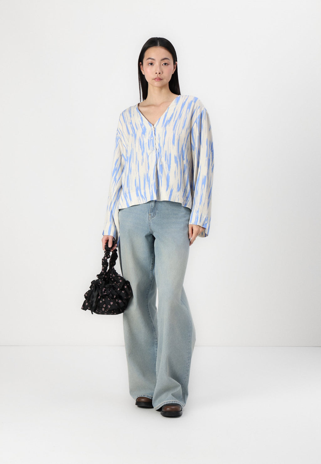 Selected Long sleeved printed viscose