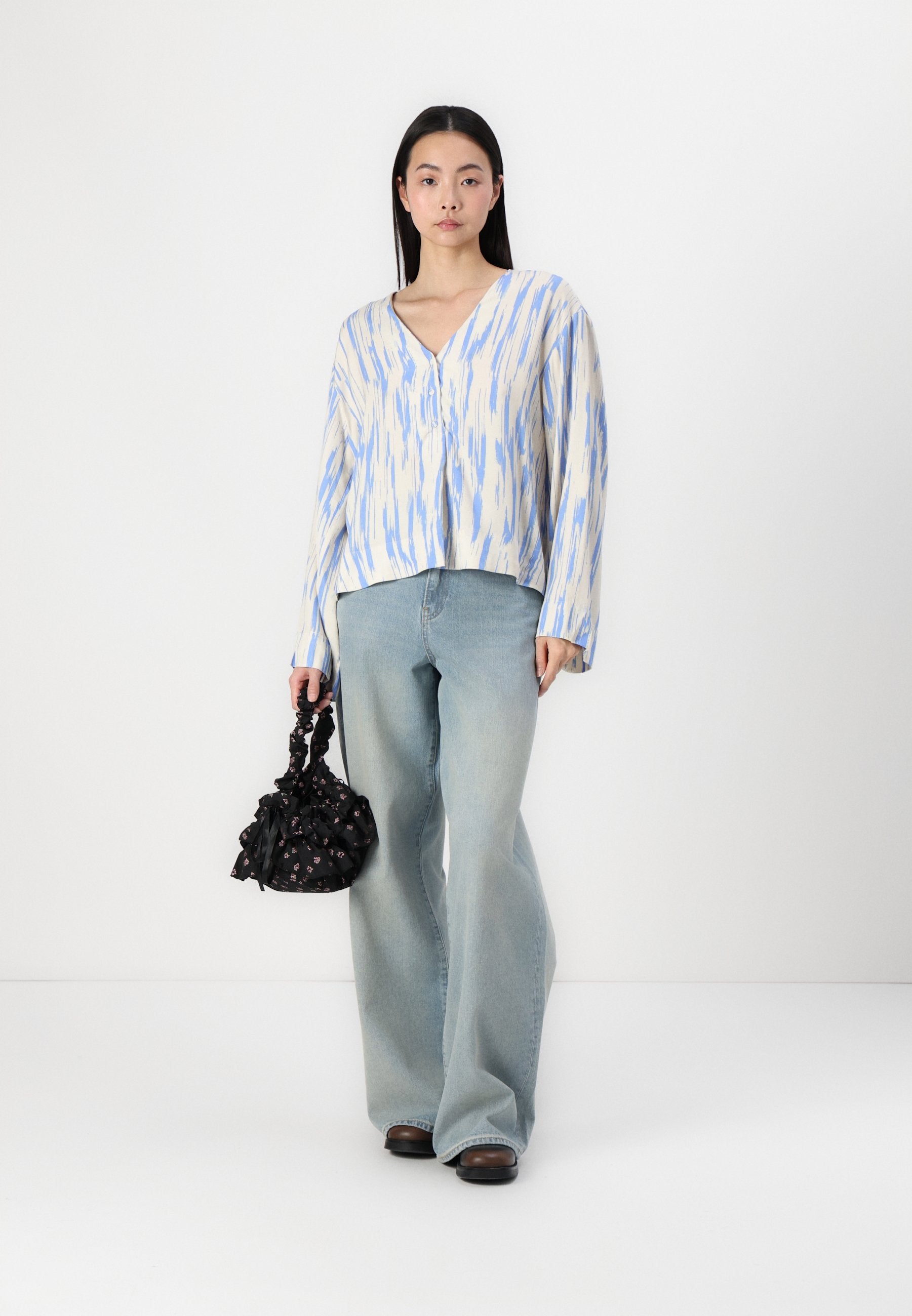 Selected Long sleeved printed viscose