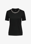 ONLY ONLPARKER O-NECK BLING BOX - Print T-shirt - black detail:rhinestone necklace