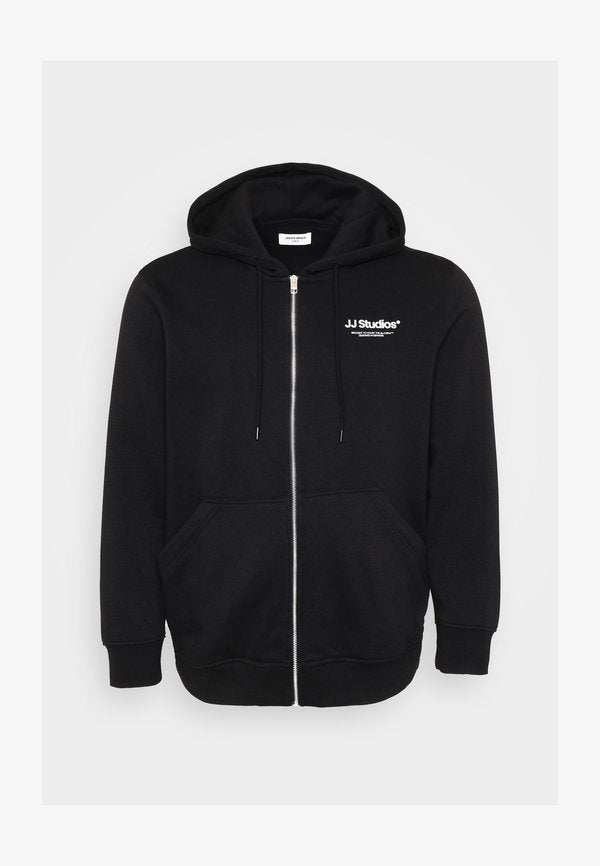 Jack & Jones Zip Plus Size Printed Zip - Zip-up sweatshirt - black