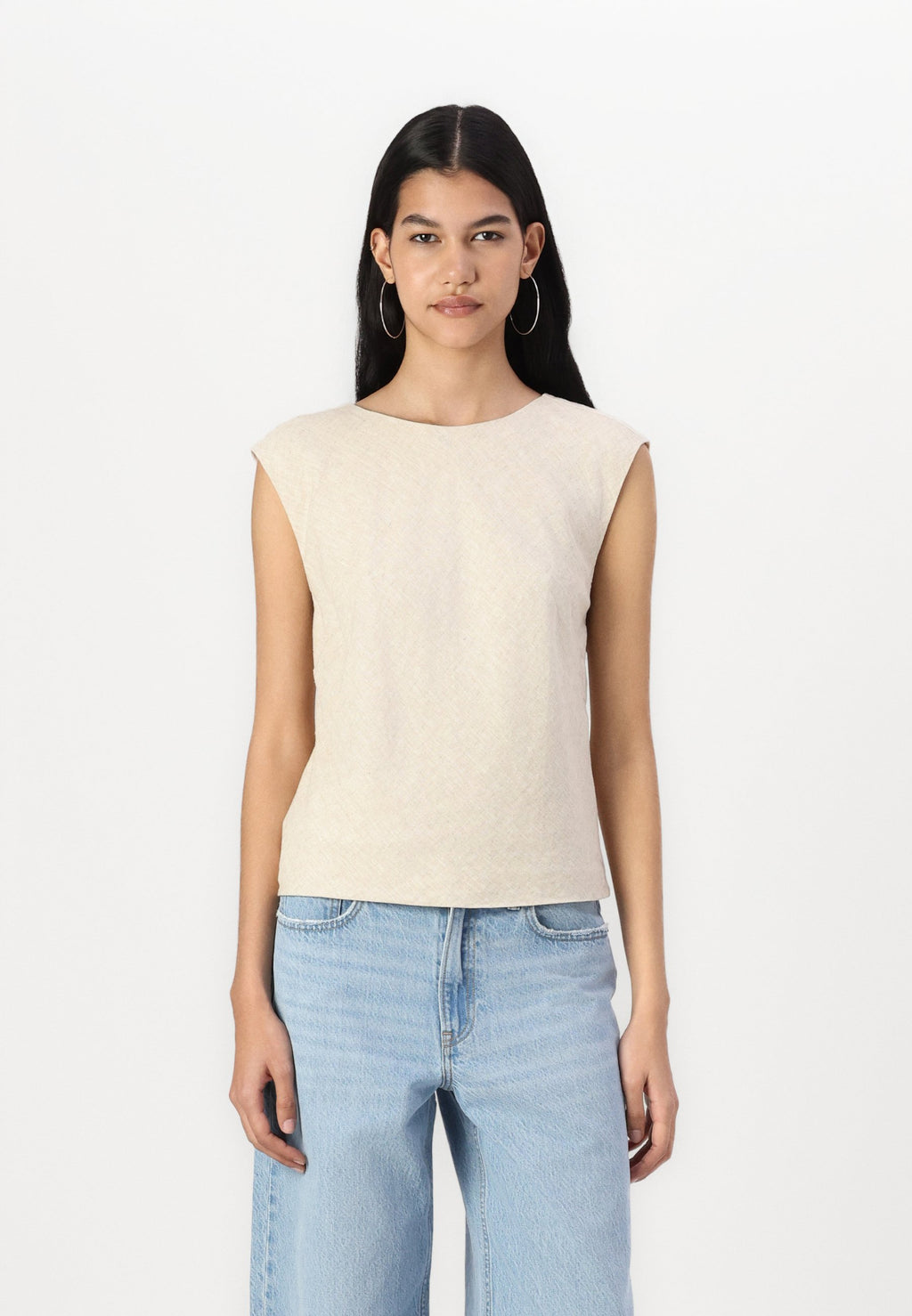 Abercrombie & Fitch Linen-Blend Skimming Shell Top
