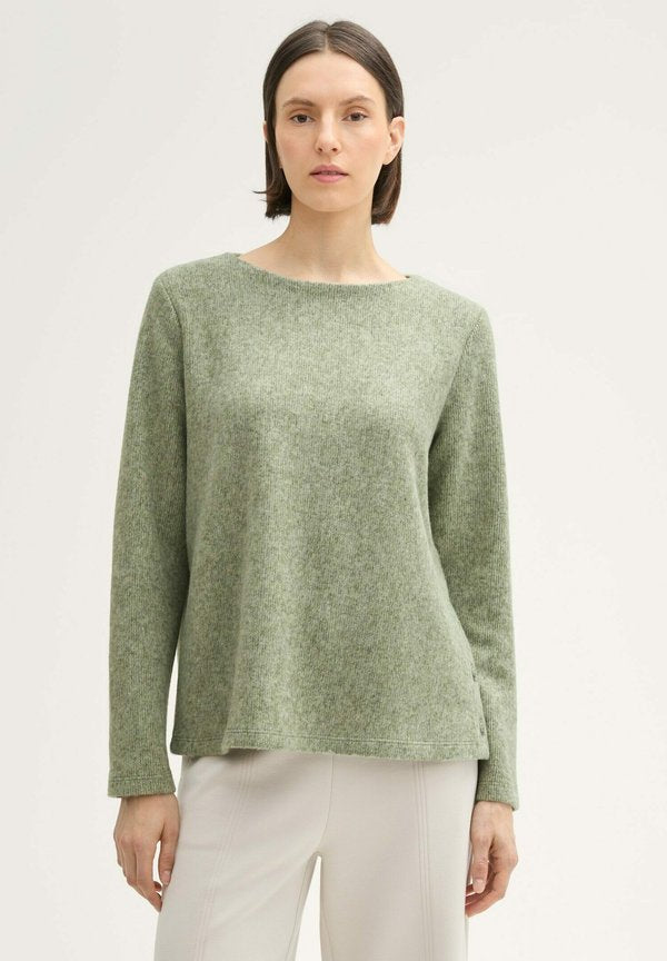 TOM TAILOR GERIPPTES  - Jumper - pure sage melange