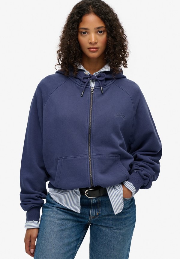 Superdry & Co ESSENTIAL LOGO GARMENT DYED ZIP  - Zip-up sweatshirt - mariner navy
