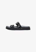 Bershka DOUBLE-BUCKLE - FLAT SANDALS - Mules - black