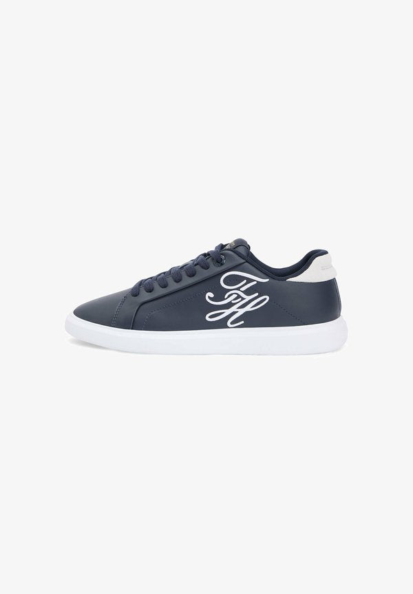 Tommy Hilfiger HILFIGER ICON LEATHER LOGO EMBROIDERY COURT TRAINERS - Trainers - space blue/white