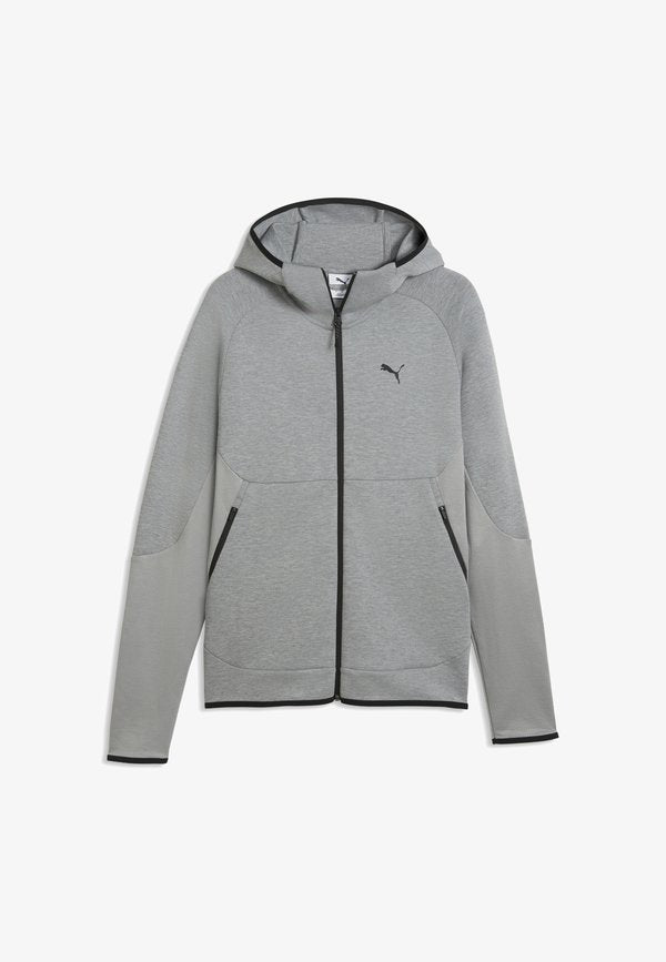 Puma PUMATECH ELEVATED SLIM KAPUZENJACKE - Zip-up sweatshirt - medium gray heather