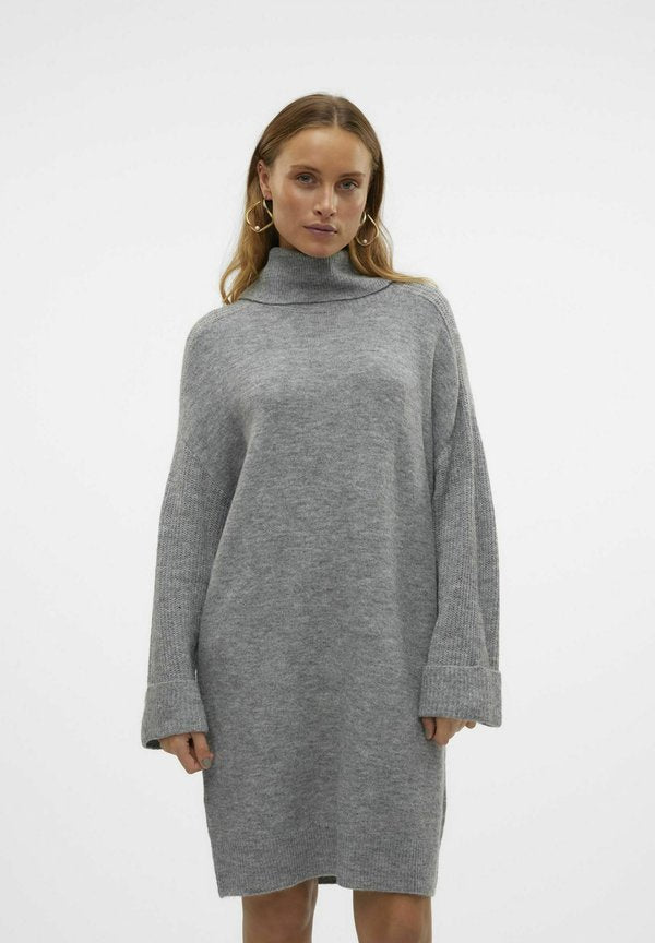 Vero Moda Knitted VMJUPITER Midi - Jumper dress - medium grey melange