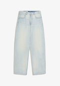 Bershka EMBROIDERED BARREL-LEG - Baggy Jeans - light blue