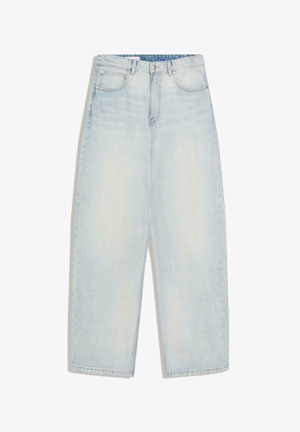 Bershka EMBROIDERED BARREL-LEG - Baggy Jeans - light blue