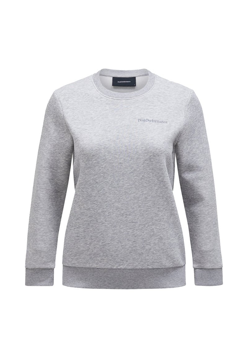 Grau Sweatshirt aus weichem Stoff, mit Rundhalsausschnitt, langen Ärmeln und gerippten Bündchen sowie Saum. Dezente Logo-Stickerei auf der Brust.
