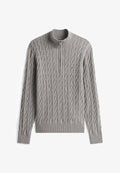 Tommy Hilfiger CLASSIC CABLE ZIP MOCK - Jumper - medium grey heather