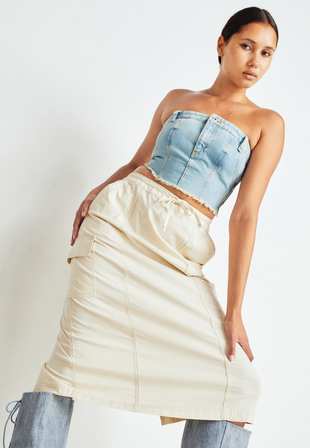 Hollister Co. RISE POPLIN CARGO MIDI