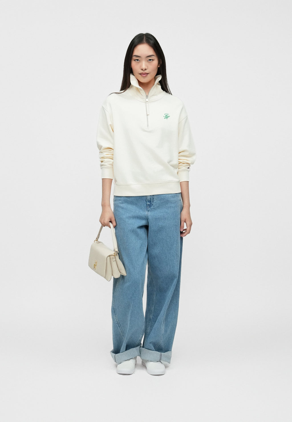 LOGO EMBROIDERY TERRY HALF-ZIP JUMPER Media 2